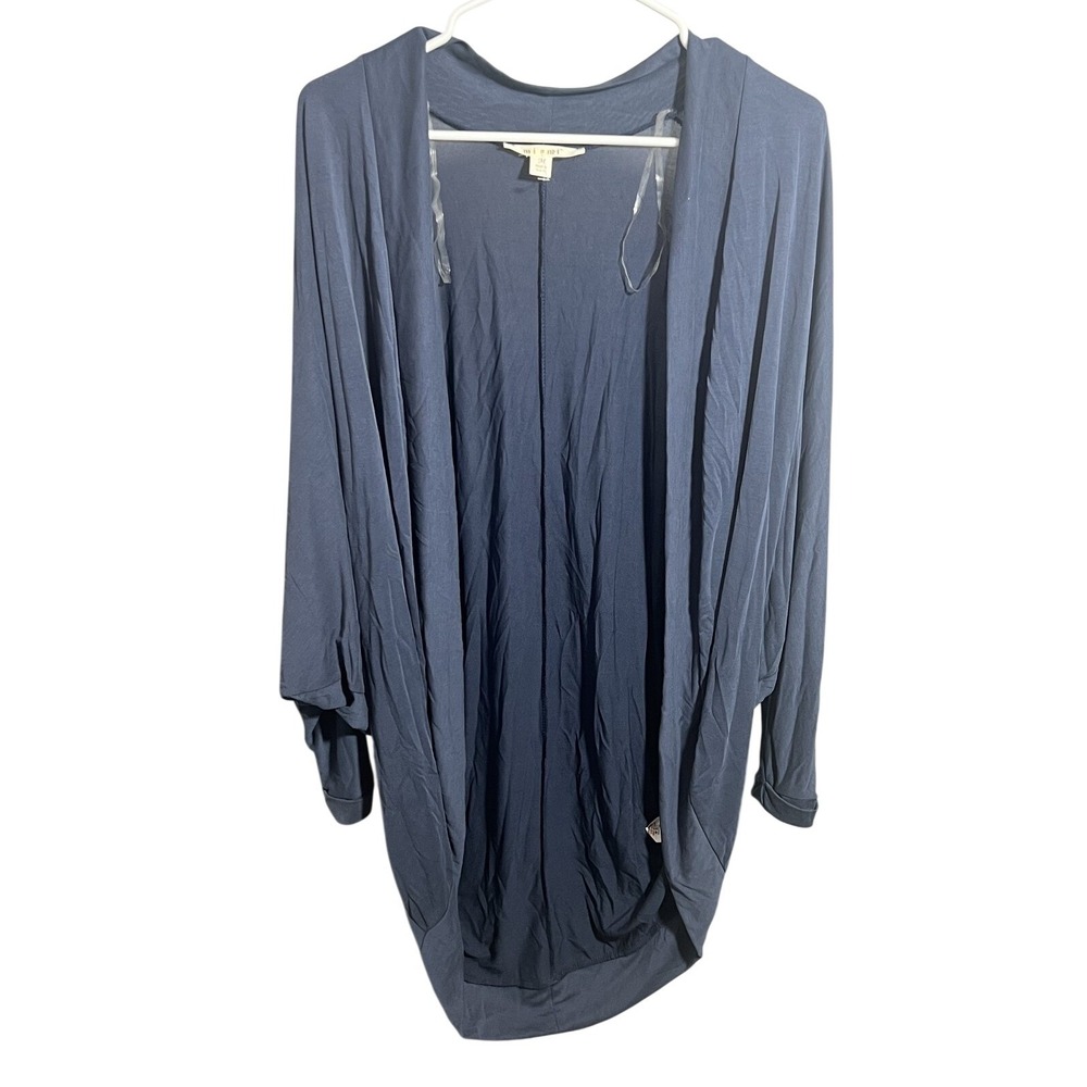 Mi Ami Women's Navy Blue Modal Blend Dolman‎ Sleeve Open Front Cardigan Sweater